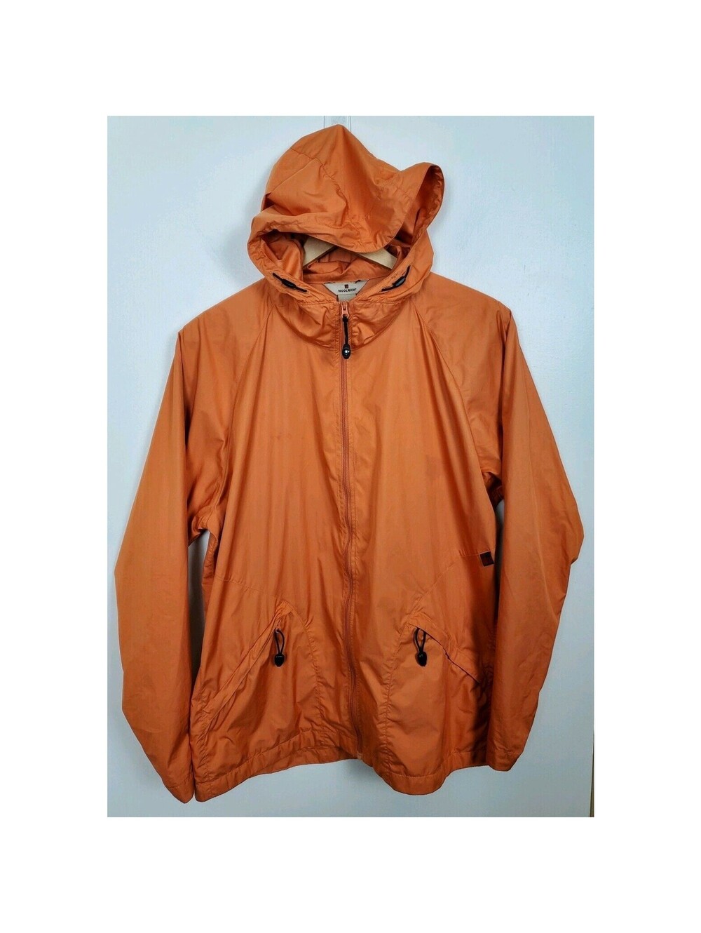 Woolrich Women's Size Large L Orange Ultra Light Windbreaker Jacket Hood